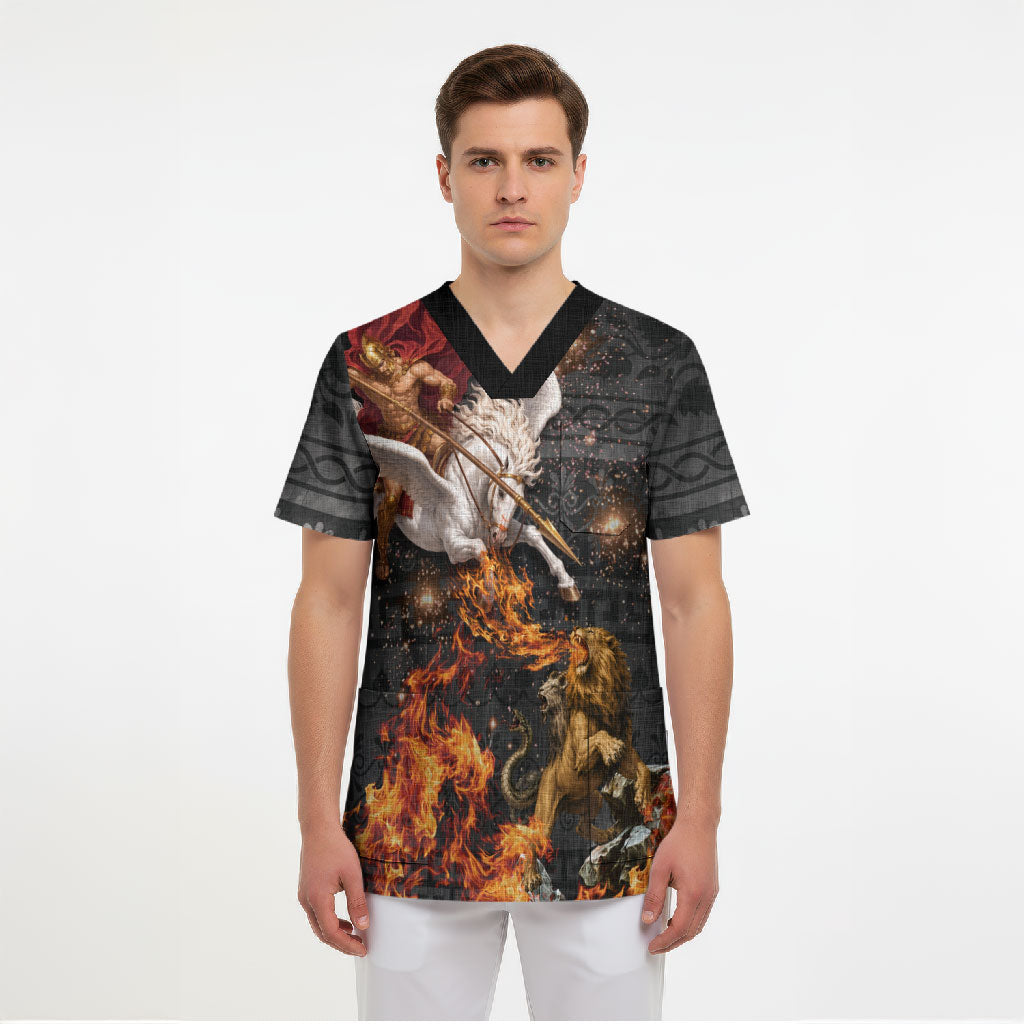Bellerophon Vs Chimera Greek Mythology Scrub Top Pegasus Monster Battle Epic