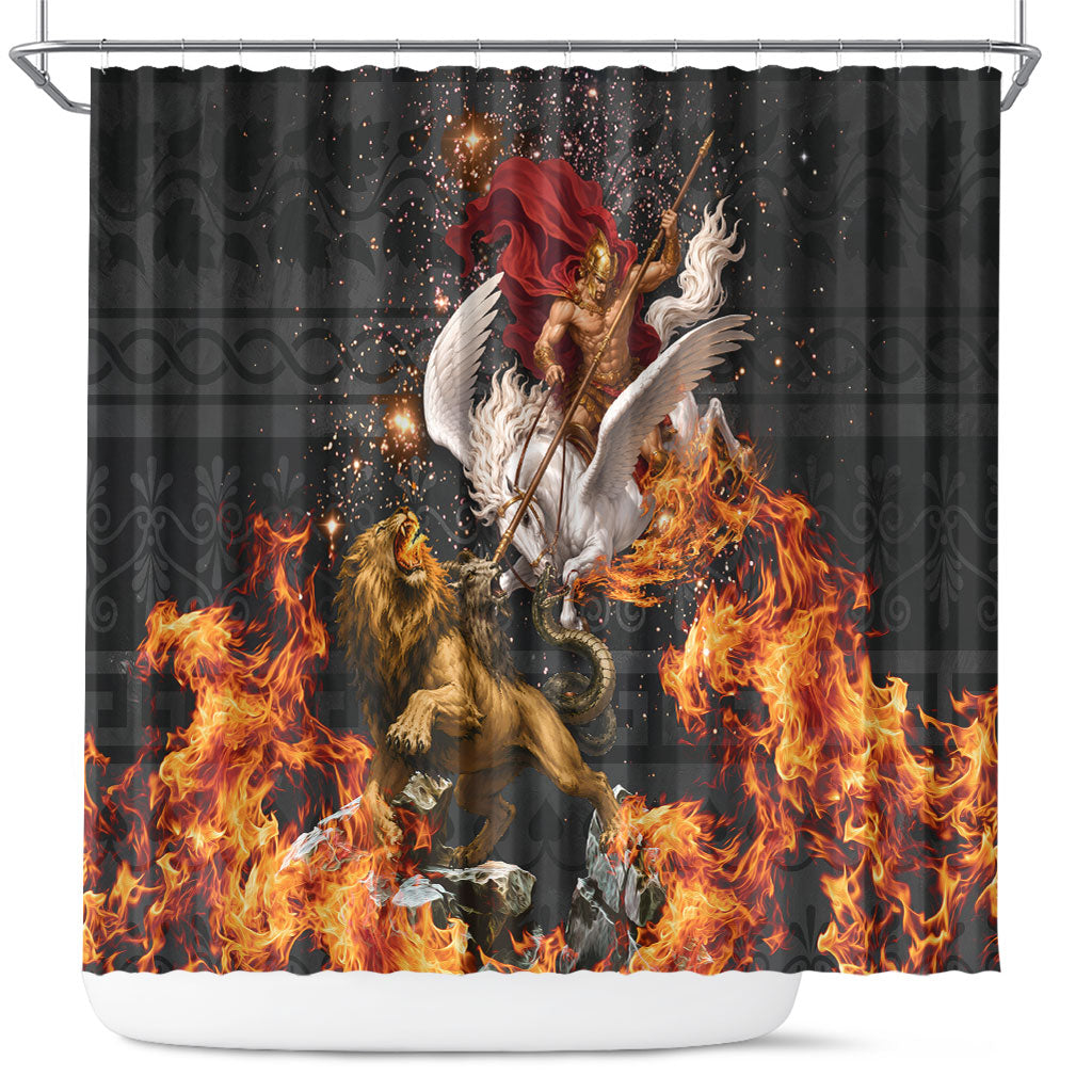 Bellerophon Vs Chimera Greek Mythology Shower Curtain Pegasus Monster Battle Epic