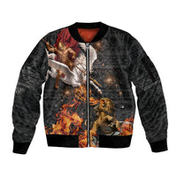 Bellerophon Vs Chimera Greek Mythology Sleeve Zip Bomber Jacket Pegasus Monster Battle Epic