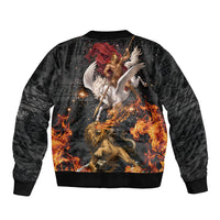 Bellerophon Vs Chimera Greek Mythology Sleeve Zip Bomber Jacket Pegasus Monster Battle Epic