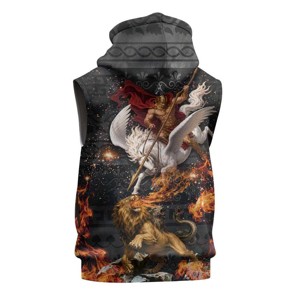 Bellerophon Vs Chimera Greek Mythology Sleeveless Hoodie Pegasus Monster Battle Epic
