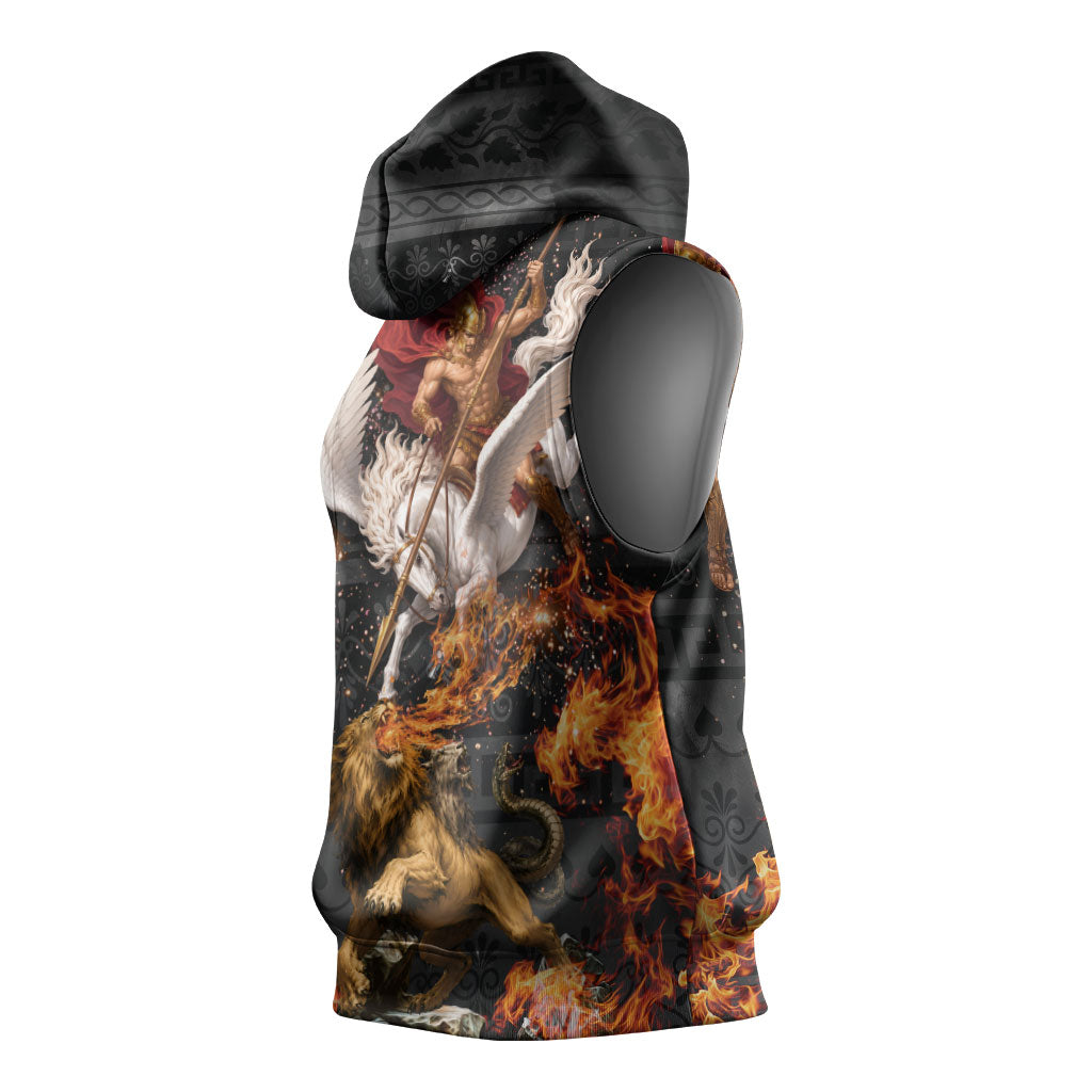 Bellerophon Vs Chimera Greek Mythology Sleeveless Hoodie Pegasus Monster Battle Epic
