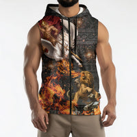 Bellerophon Vs Chimera Greek Mythology Sleeveless Zip Hoodie Pegasus Monster Battle Epic