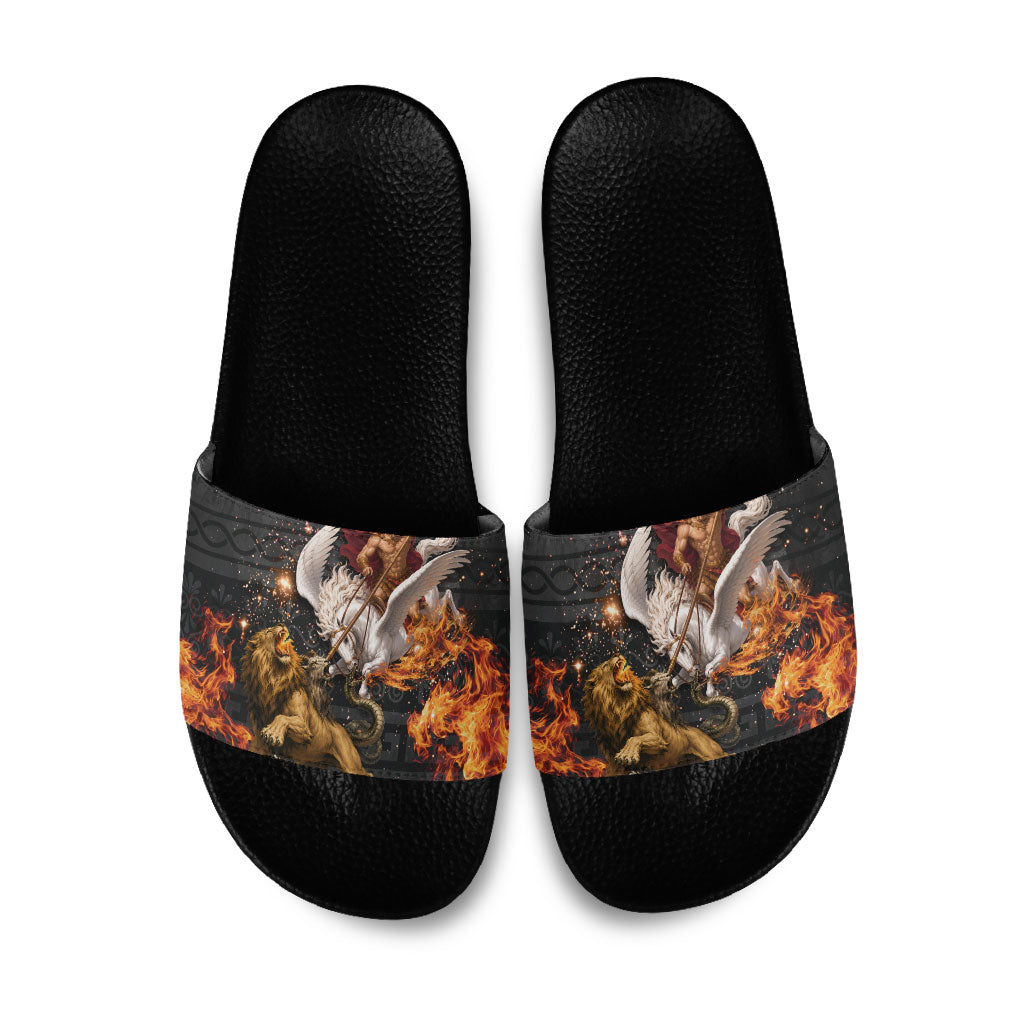 Bellerophon Vs Chimera Greek Mythology Slide Sandals Pegasus Monster Battle Epic