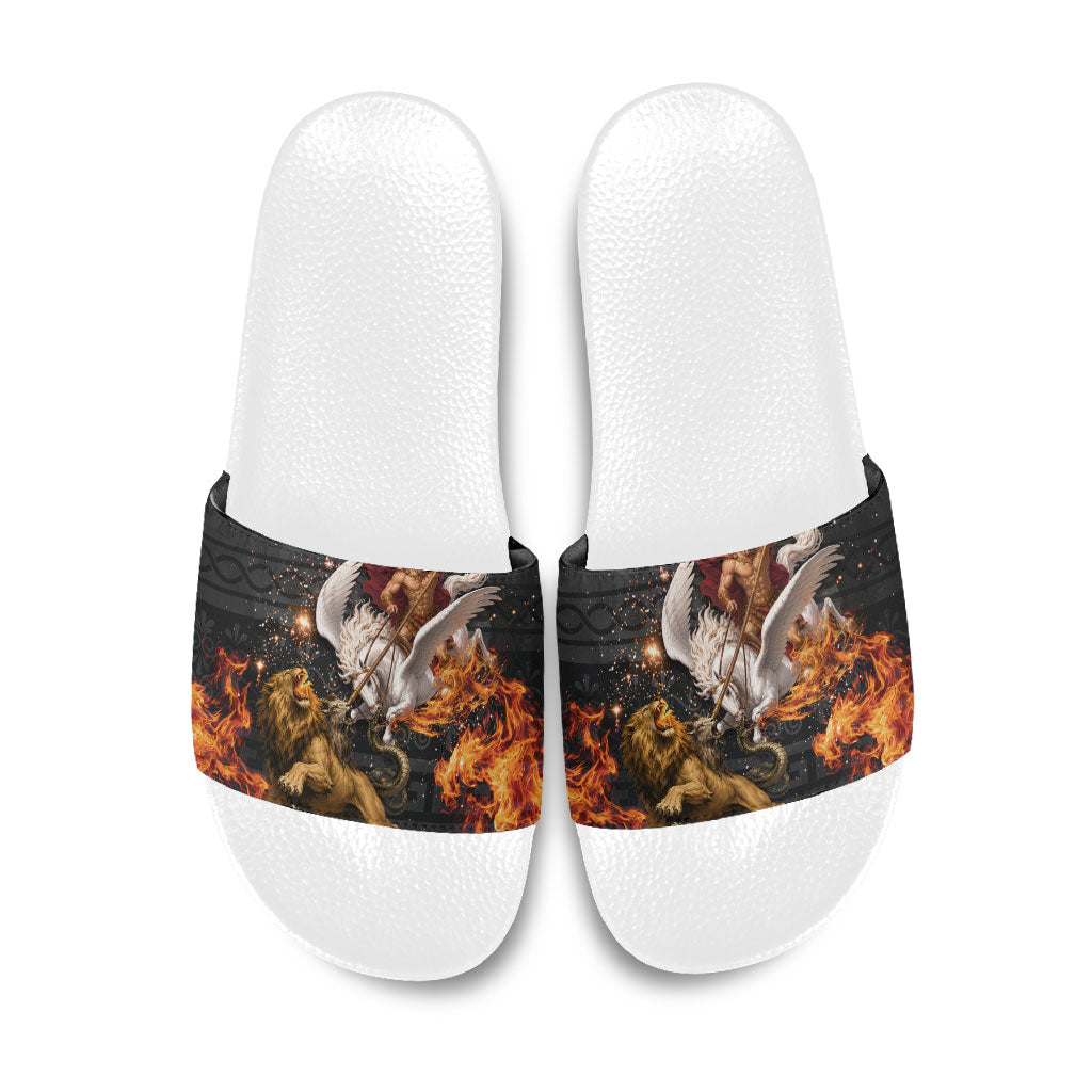 Bellerophon Vs Chimera Greek Mythology Slide Sandals Pegasus Monster Battle Epic