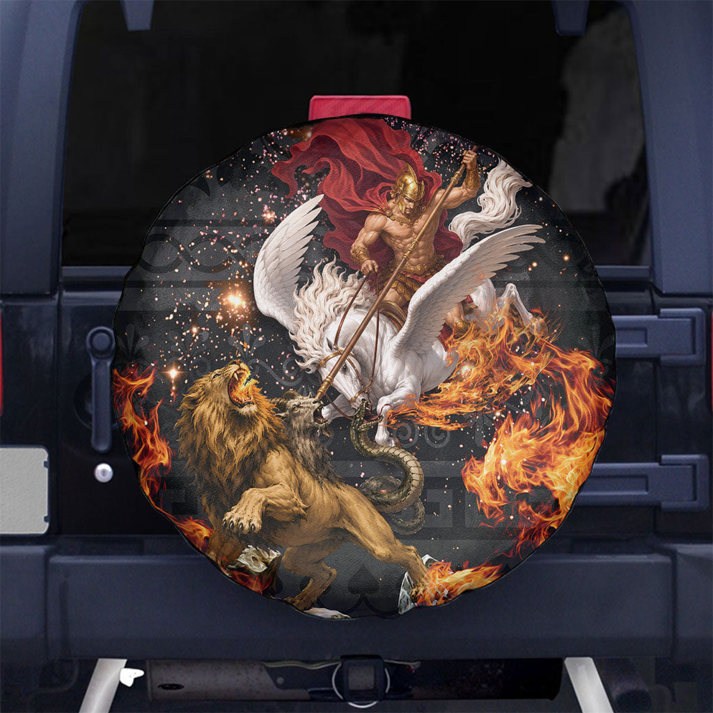 Bellerophon Vs Chimera Greek Mythology Spare Tire Cover Pegasus Monster Battle Epic