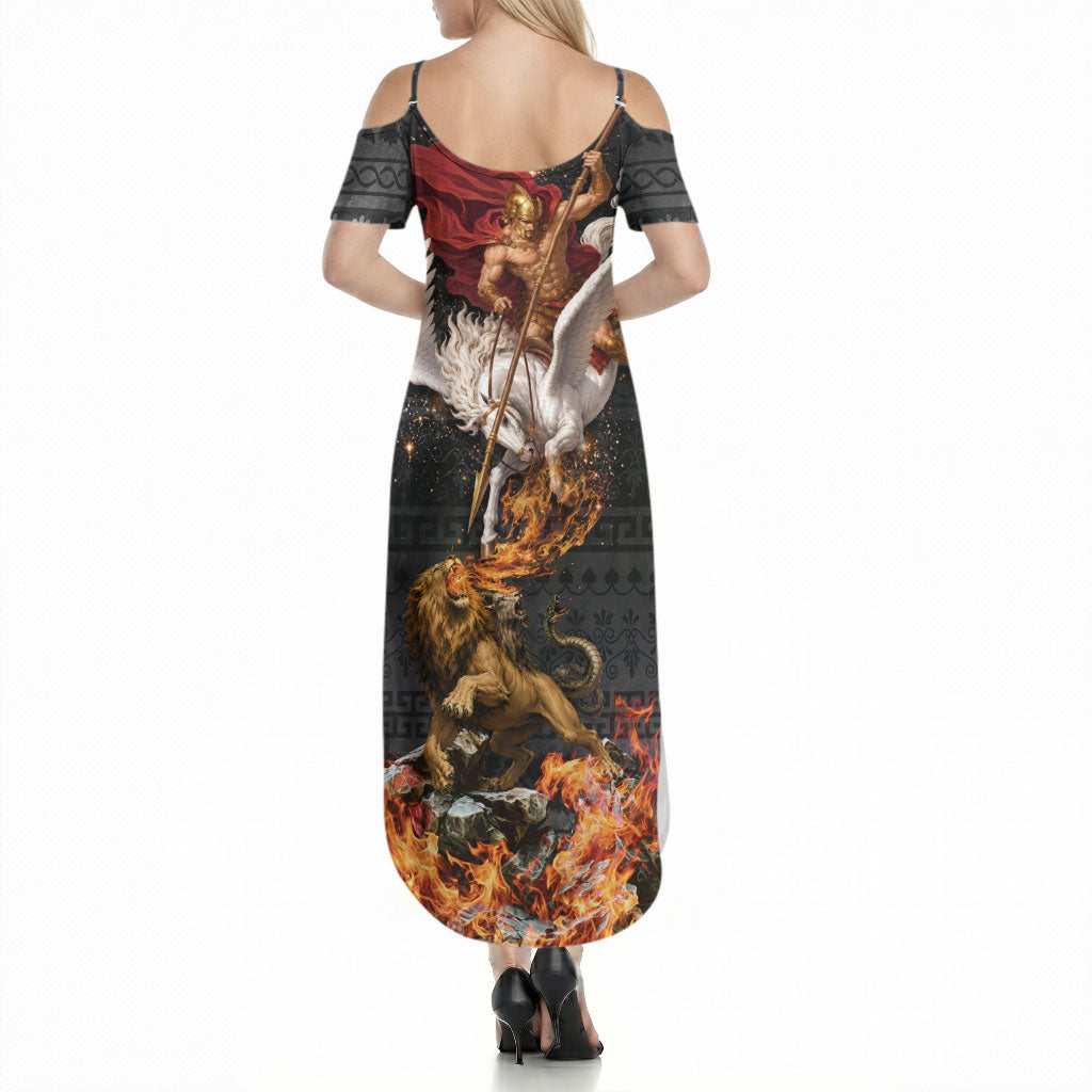 Bellerophon Vs Chimera Greek Mythology Summer Maxi Dress Pegasus Monster Battle Epic