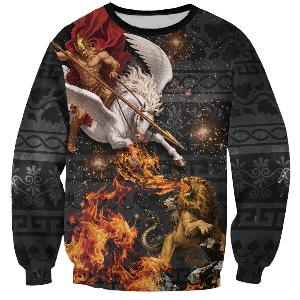 Bellerophon Vs Chimera Greek Mythology Sweatshirt Pegasus Monster Battle Epic