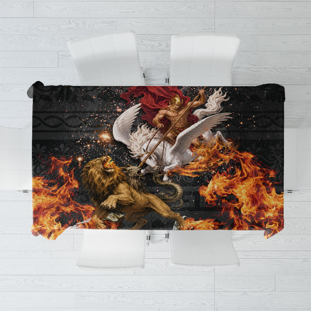 Bellerophon Vs Chimera Greek Mythology Tablecloth Pegasus Monster Battle Epic