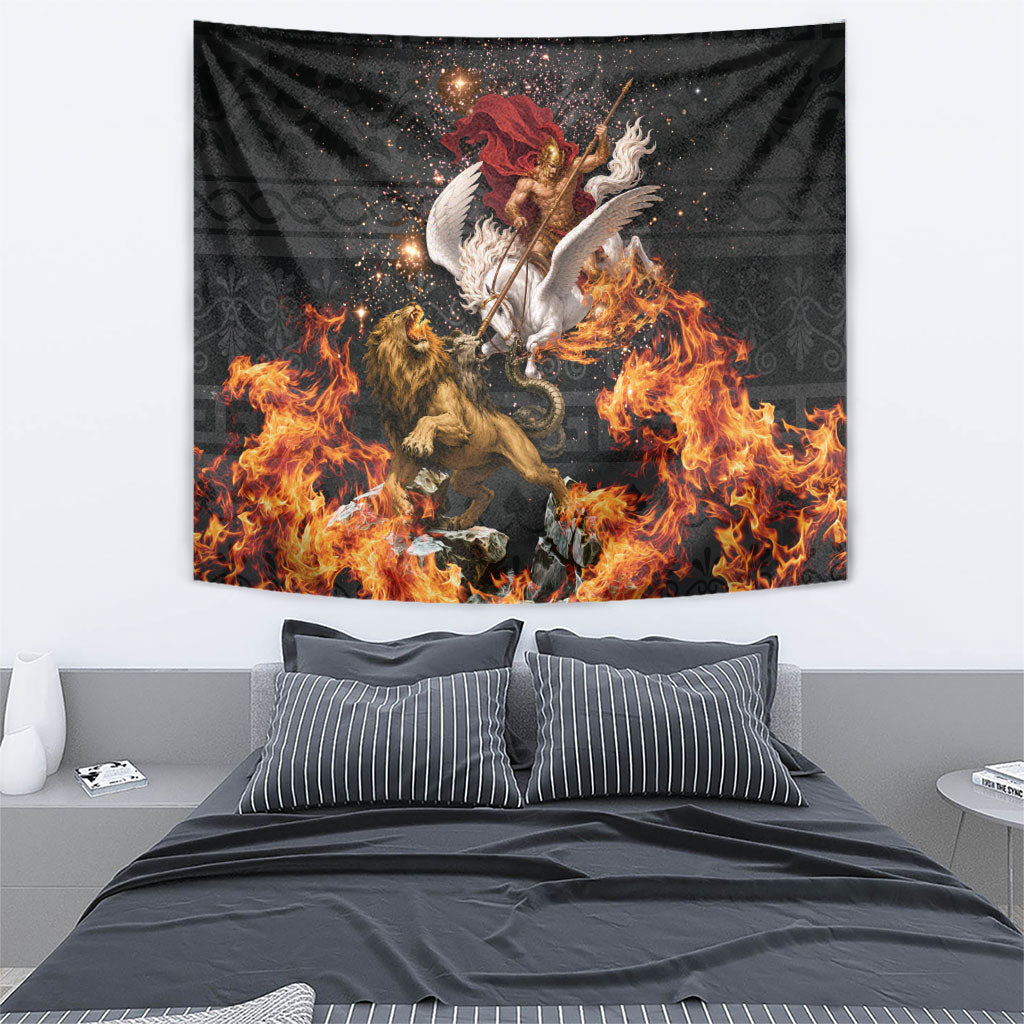 Bellerophon Vs Chimera Greek Mythology Tapestry Pegasus Monster Battle Epic