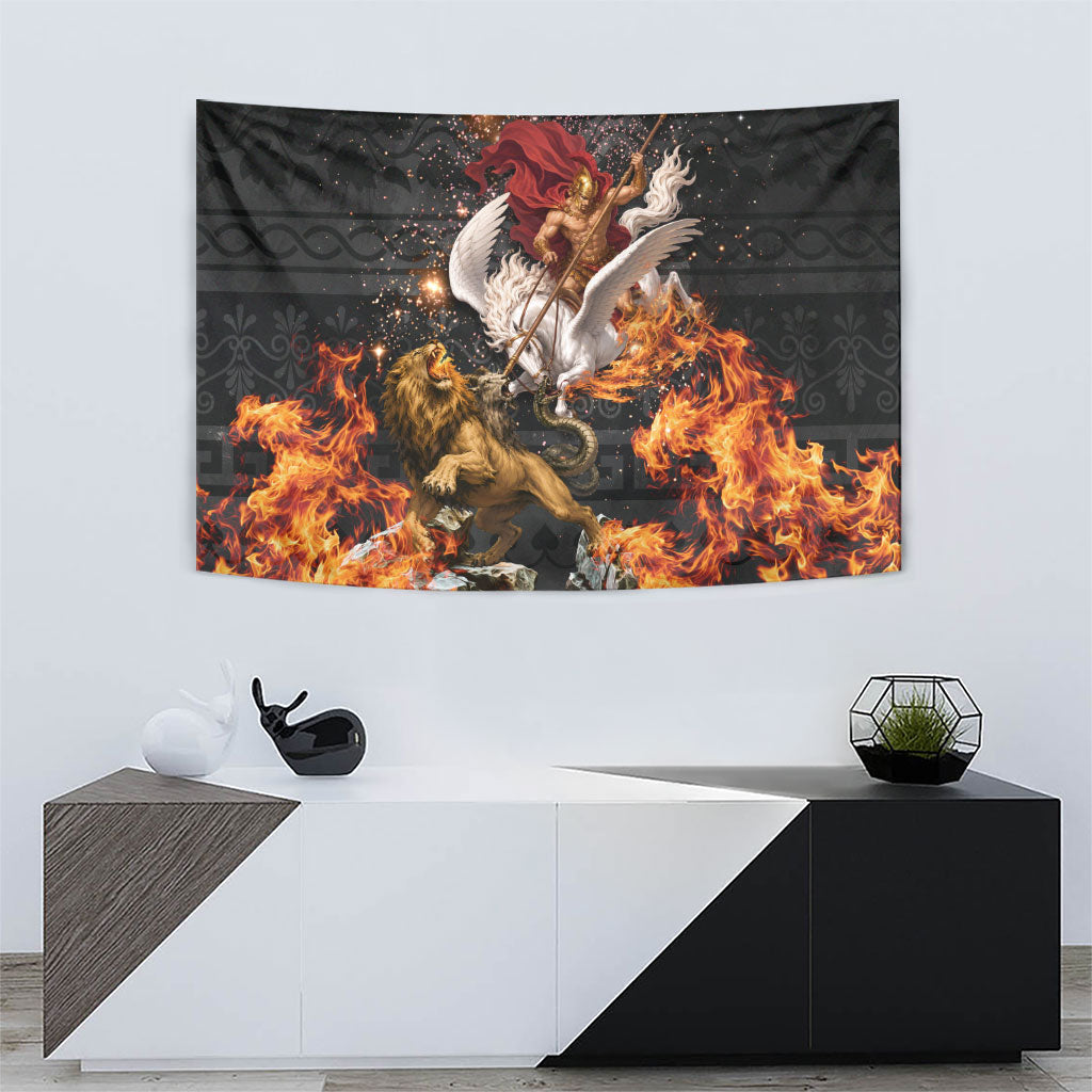 Bellerophon Vs Chimera Greek Mythology Tapestry Pegasus Monster Battle Epic