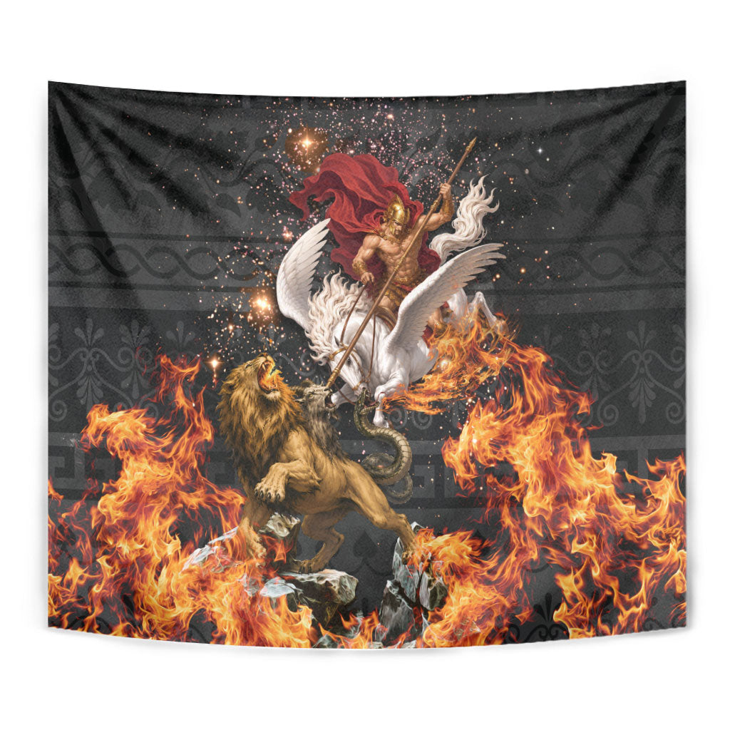 Bellerophon Vs Chimera Greek Mythology Tapestry Pegasus Monster Battle Epic