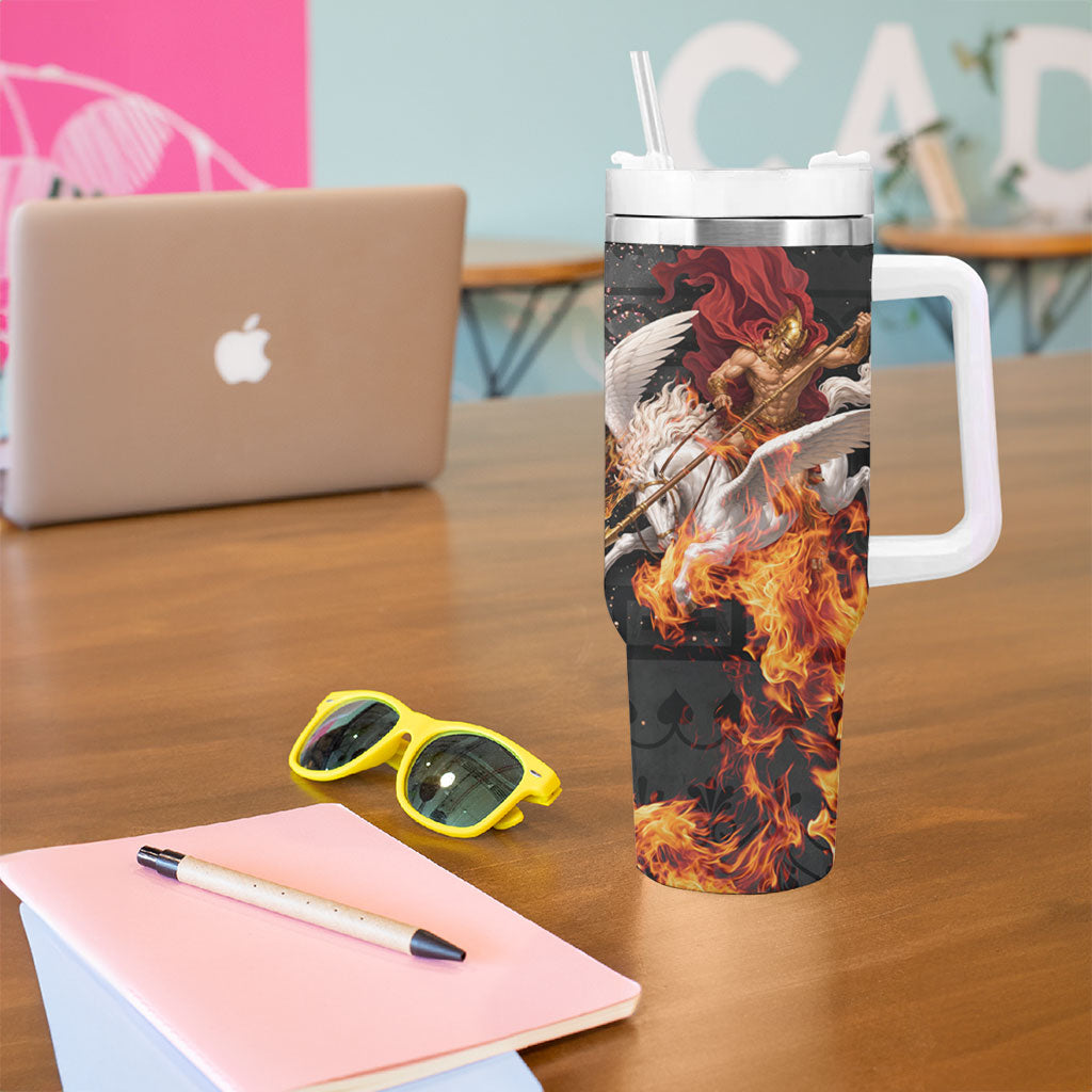 Bellerophon Vs Chimera Greek Mythology Tumbler With Handle Pegasus Monster Battle Epic