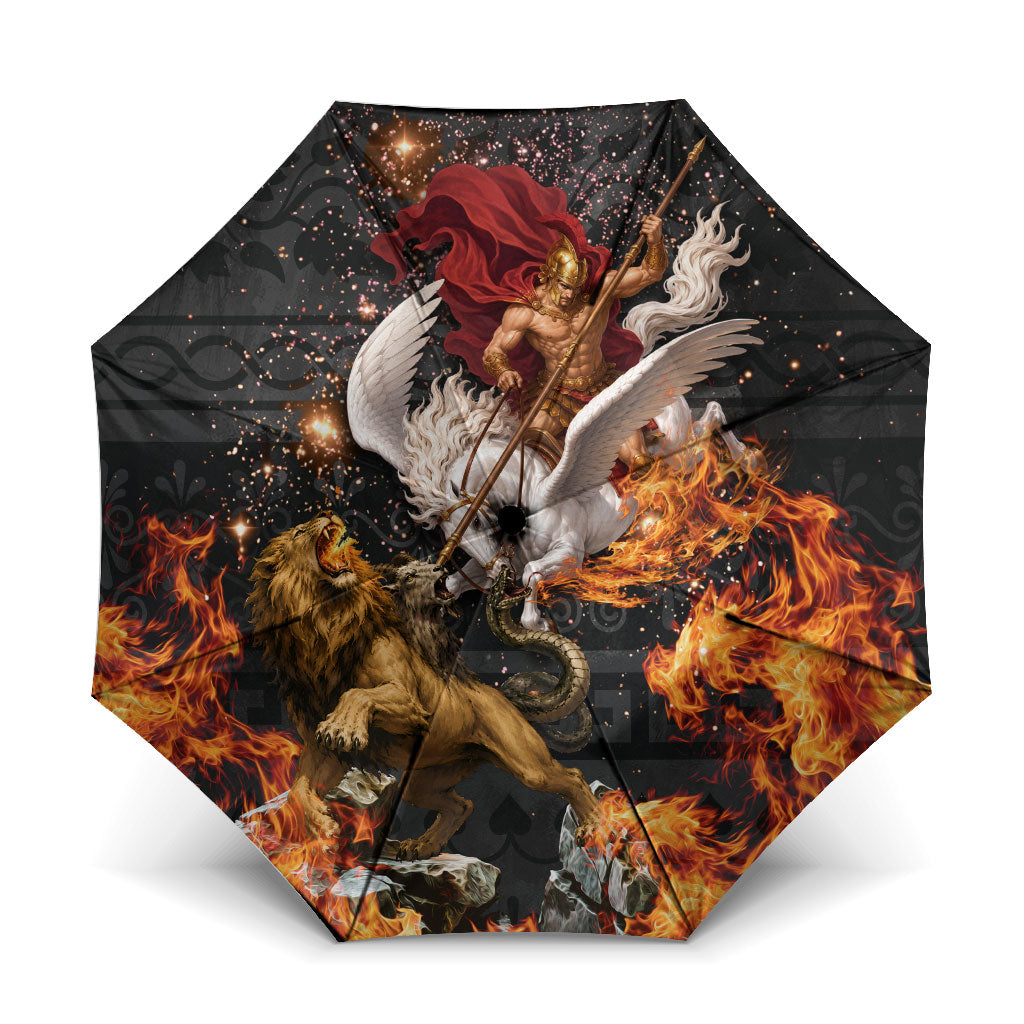 Bellerophon Vs Chimera Greek Mythology Umbrella Pegasus Monster Battle Epic