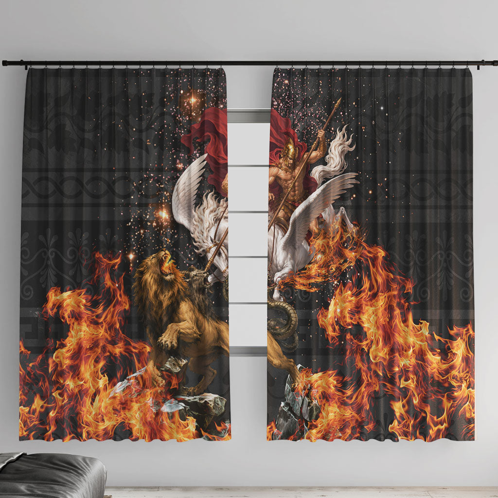 Bellerophon Vs Chimera Greek Mythology Window Curtain Pegasus Monster Battle Epic