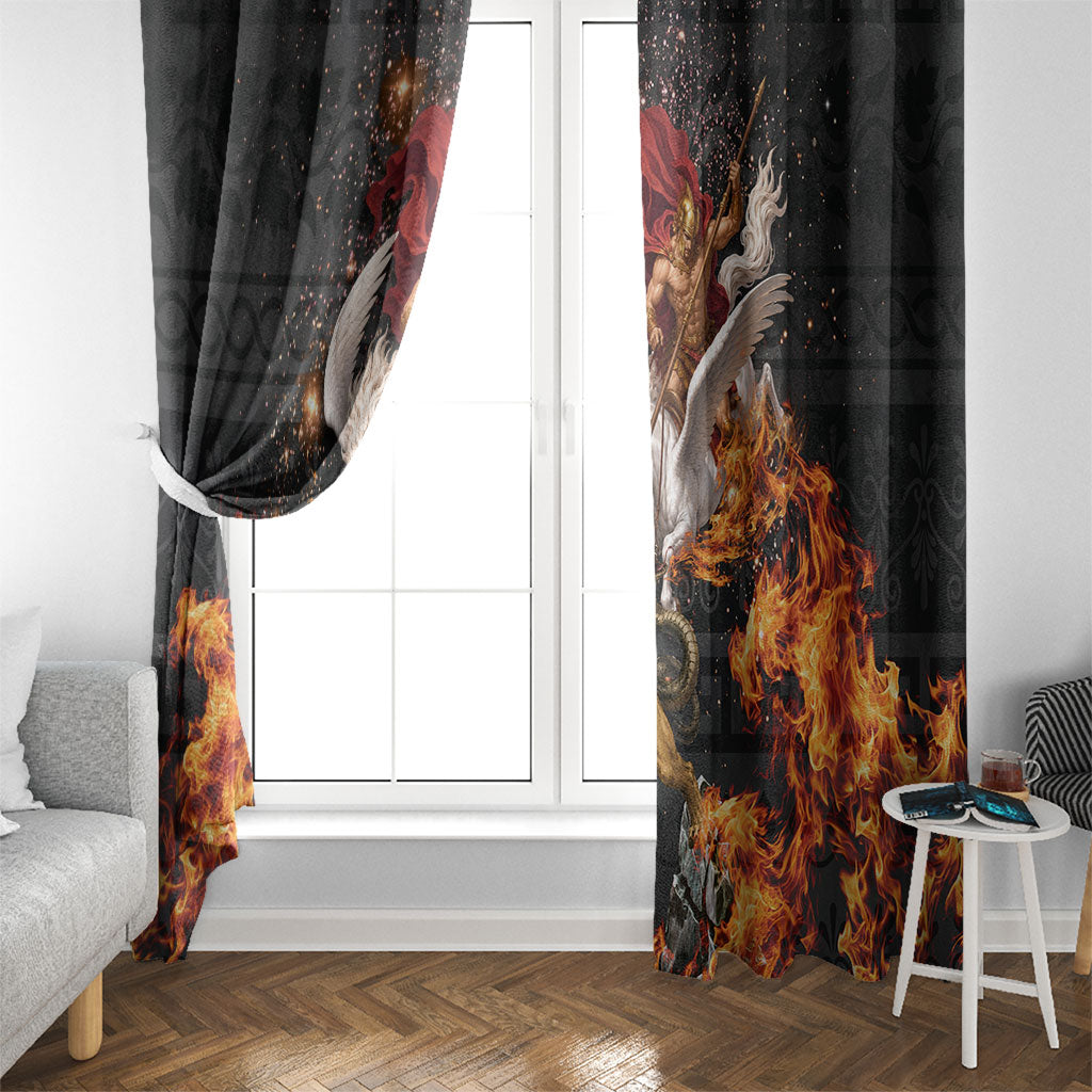 Bellerophon Vs Chimera Greek Mythology Window Curtain Pegasus Monster Battle Epic