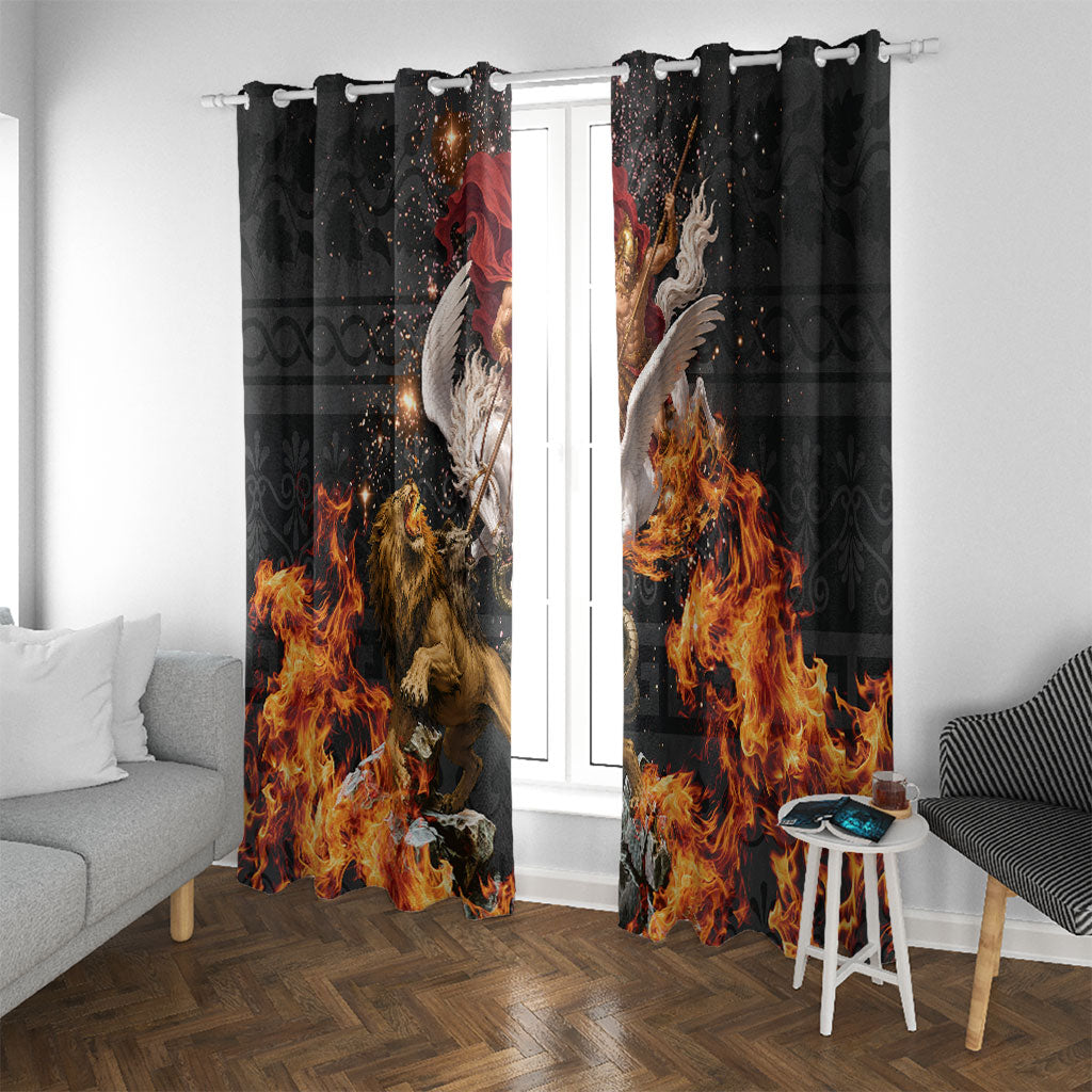 Bellerophon Vs Chimera Greek Mythology Window Curtain Pegasus Monster Battle Epic