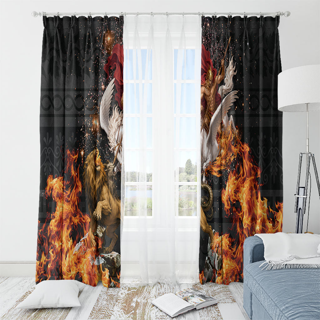 Bellerophon Vs Chimera Greek Mythology Window Curtain Pegasus Monster Battle Epic