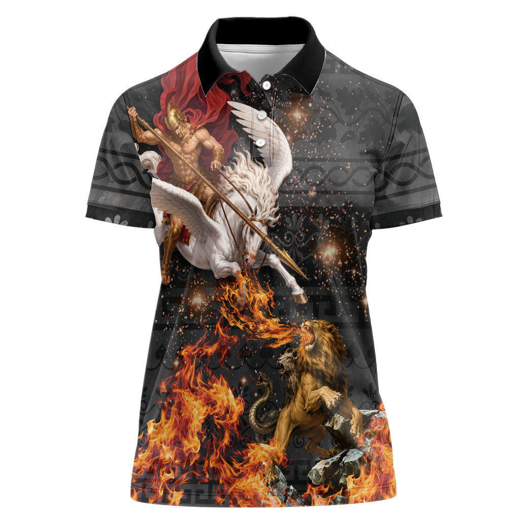 Bellerophon Vs Chimera Greek Mythology Women Polo Shirt Pegasus Monster Battle Epic