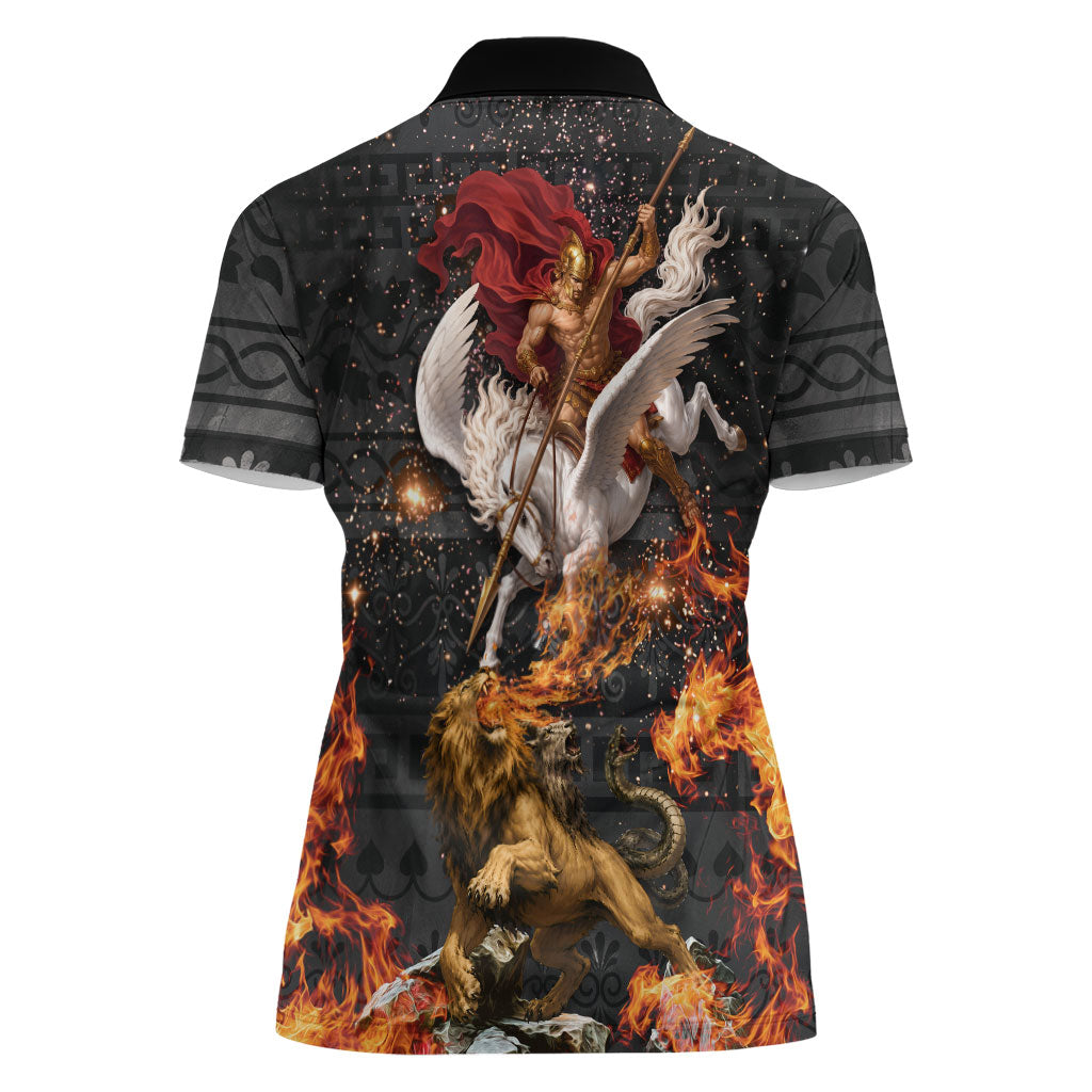 Bellerophon Vs Chimera Greek Mythology Women Polo Shirt Pegasus Monster Battle Epic