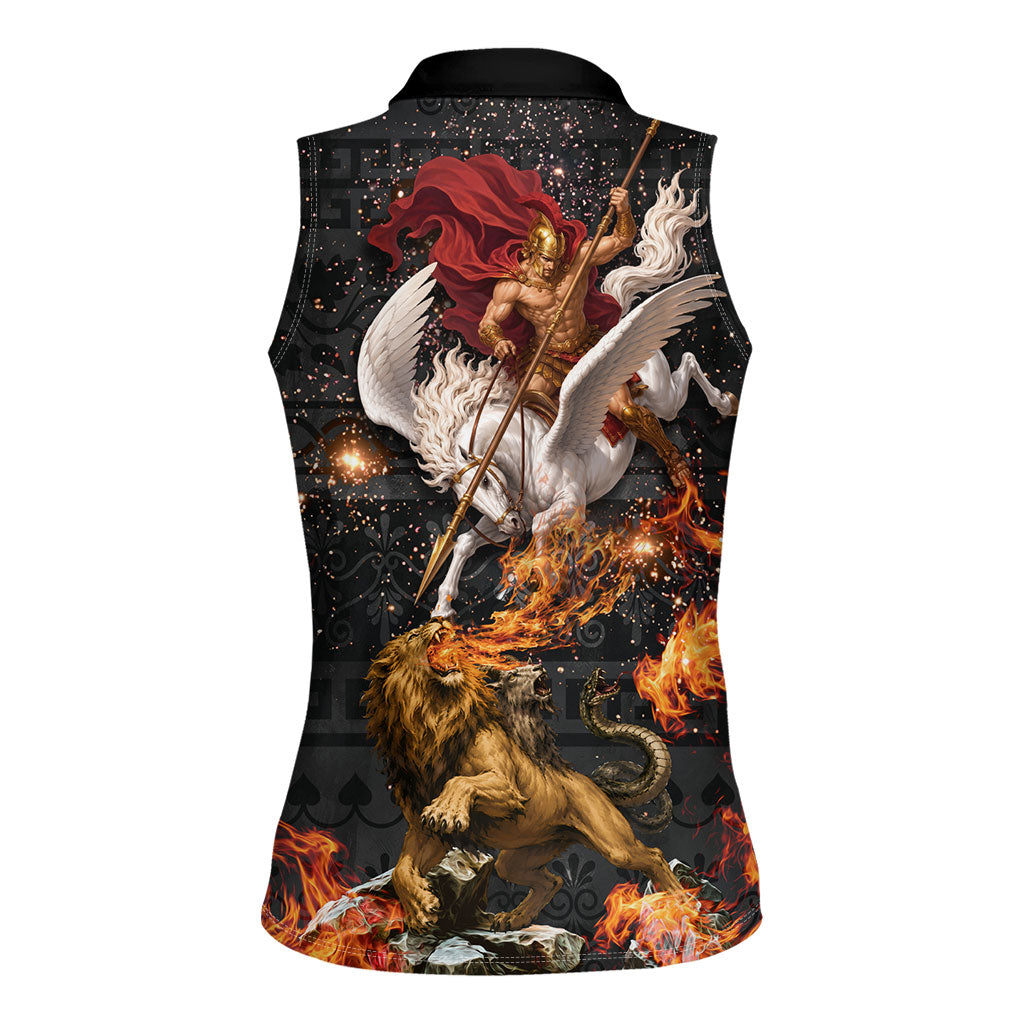 Bellerophon Vs Chimera Greek Mythology Women Sleeveless Polo Shirt Pegasus Monster Battle Epic