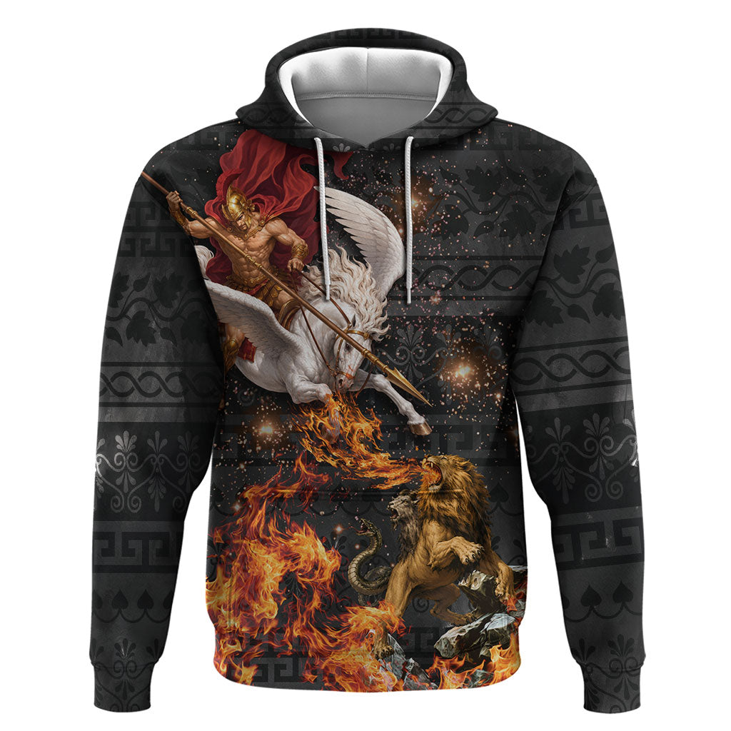 Bellerophon Vs Chimera Greek Mythology Zip Hoodie Pegasus Monster Battle Epic