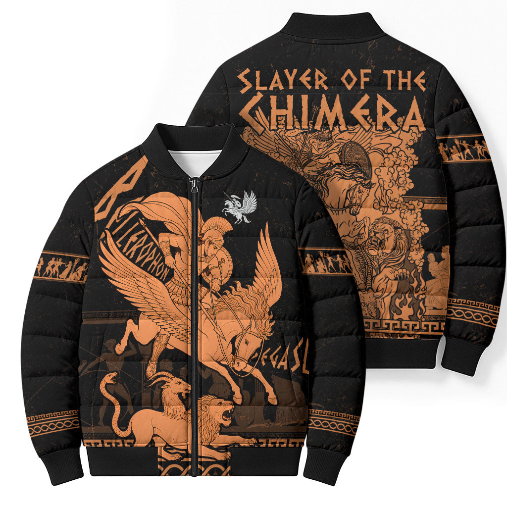 Bellerophon Vs Chimera Greek Mythology Bomber Puffer Jacket Ancient Greek Heroic