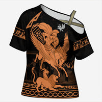 Bellerophon Vs Chimera Greek Mythology Cross Shoulder Shirt Ancient Greek Heroic