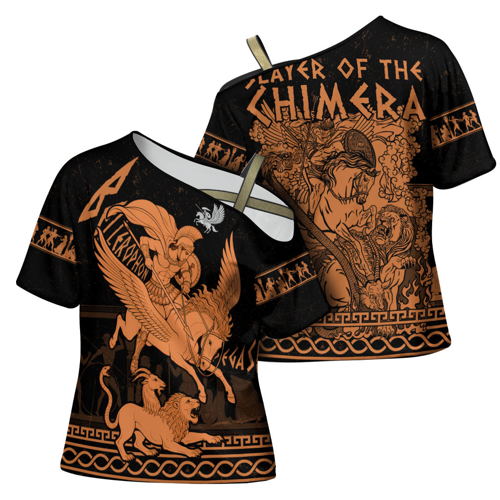 Bellerophon Vs Chimera Greek Mythology Cross Shoulder Shirt Ancient Greek Heroic