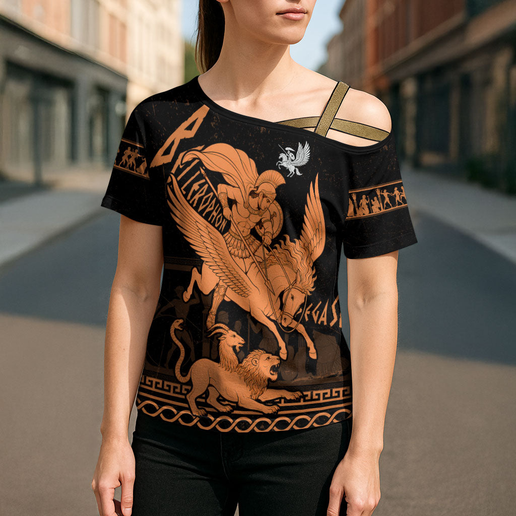 Bellerophon Vs Chimera Greek Mythology Cross Shoulder Shirt Ancient Greek Heroic