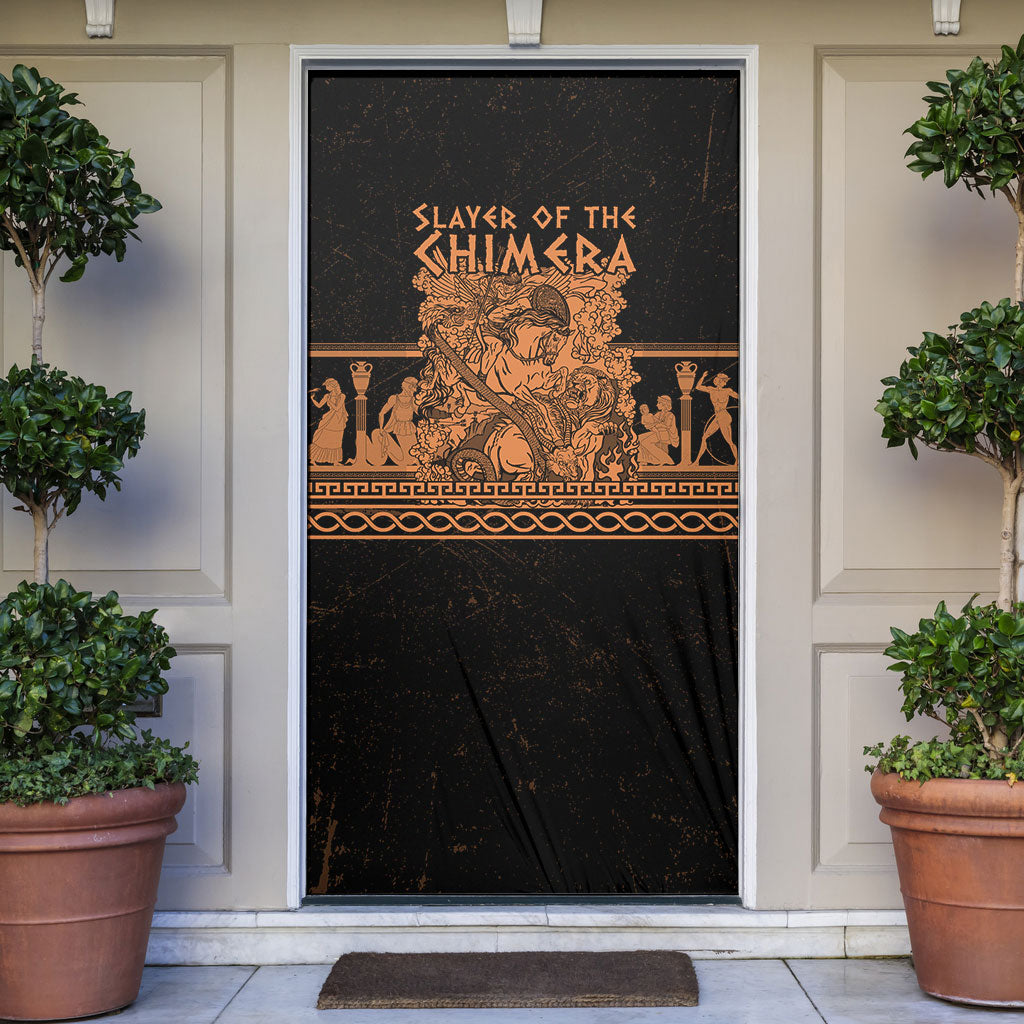 Bellerophon Vs Chimera Greek Mythology Door Cover Ancient Greek Heroic