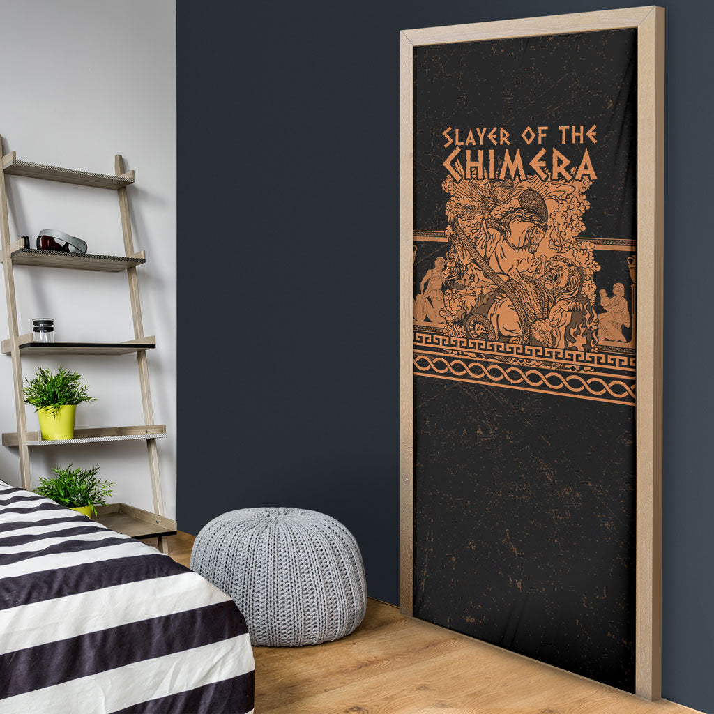 Bellerophon Vs Chimera Greek Mythology Door Cover Ancient Greek Heroic