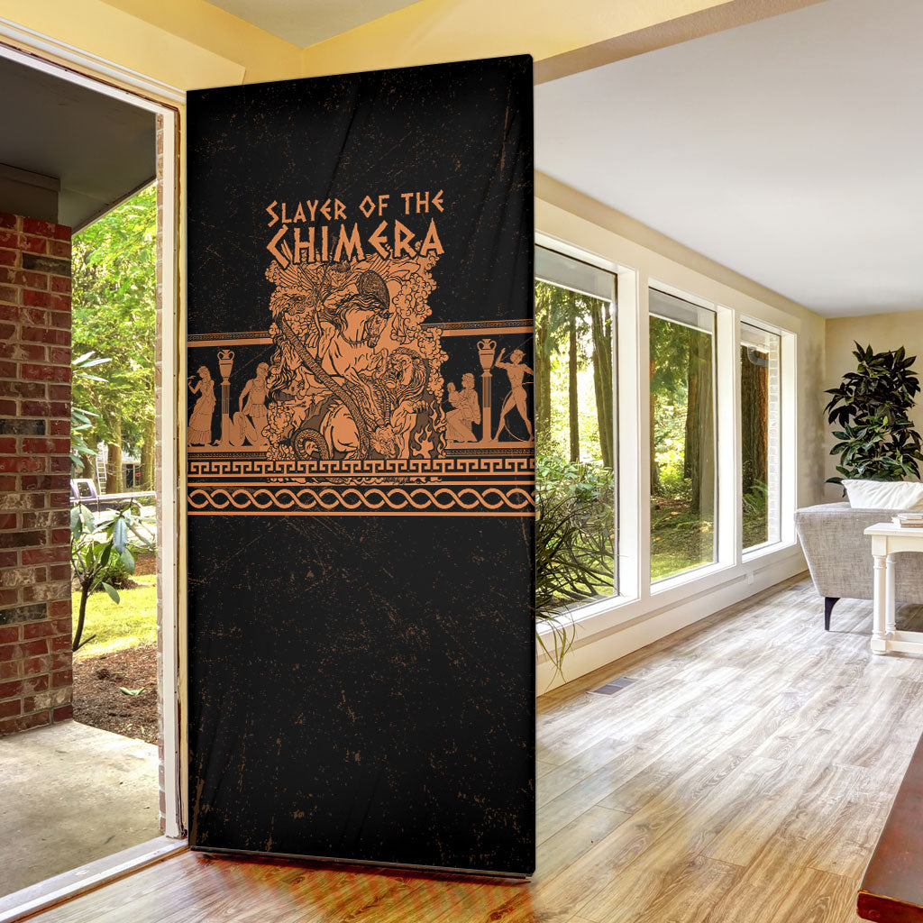 Bellerophon Vs Chimera Greek Mythology Door Cover Ancient Greek Heroic