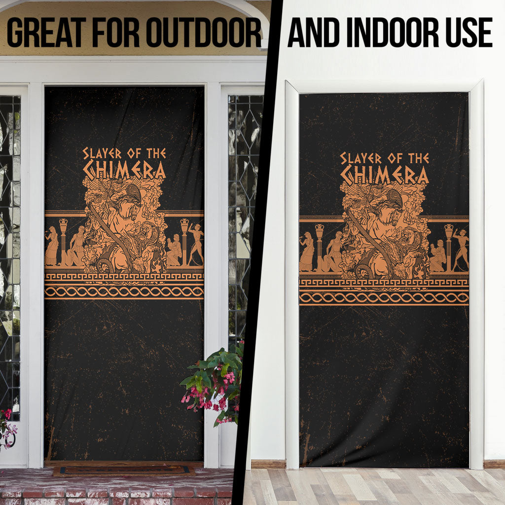 Bellerophon Vs Chimera Greek Mythology Door Cover Ancient Greek Heroic