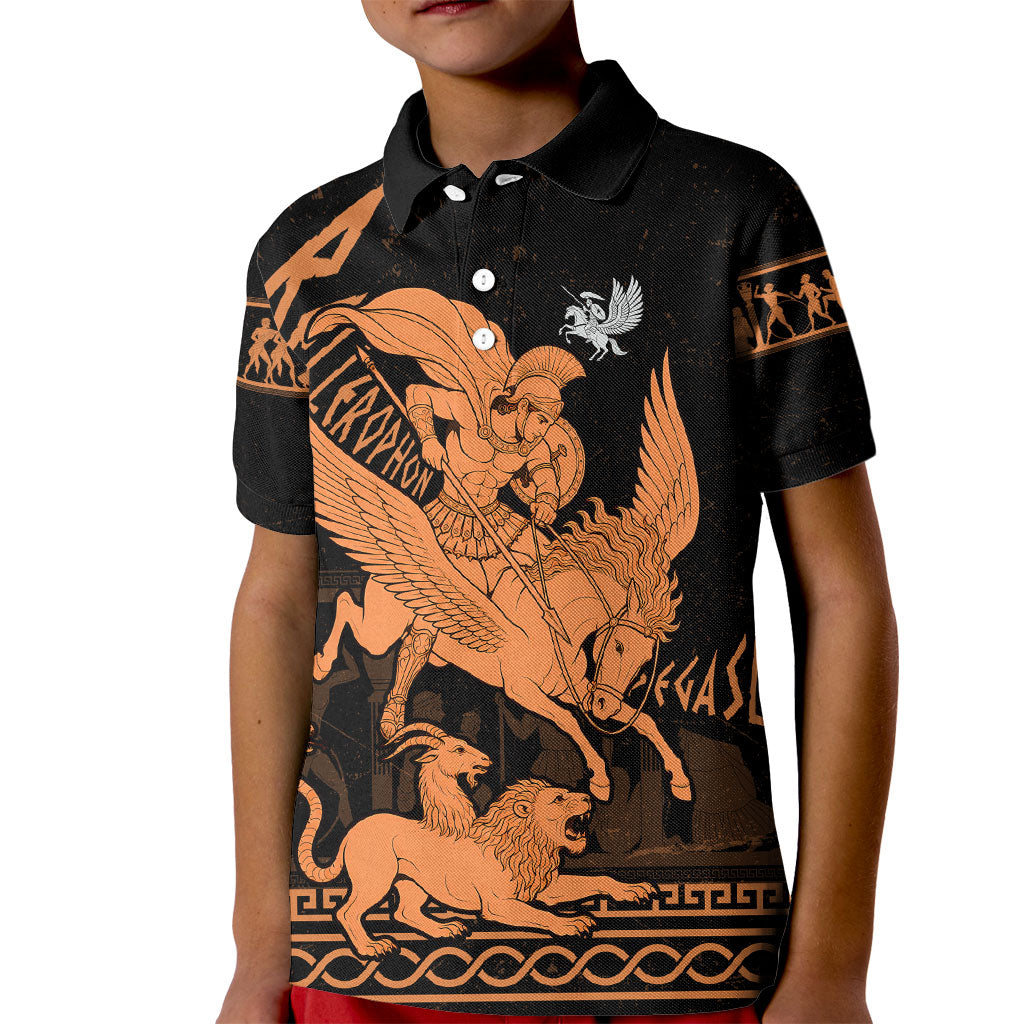 Bellerophon Vs Chimera Greek Mythology Kid Polo Shirt Ancient Greek Heroic
