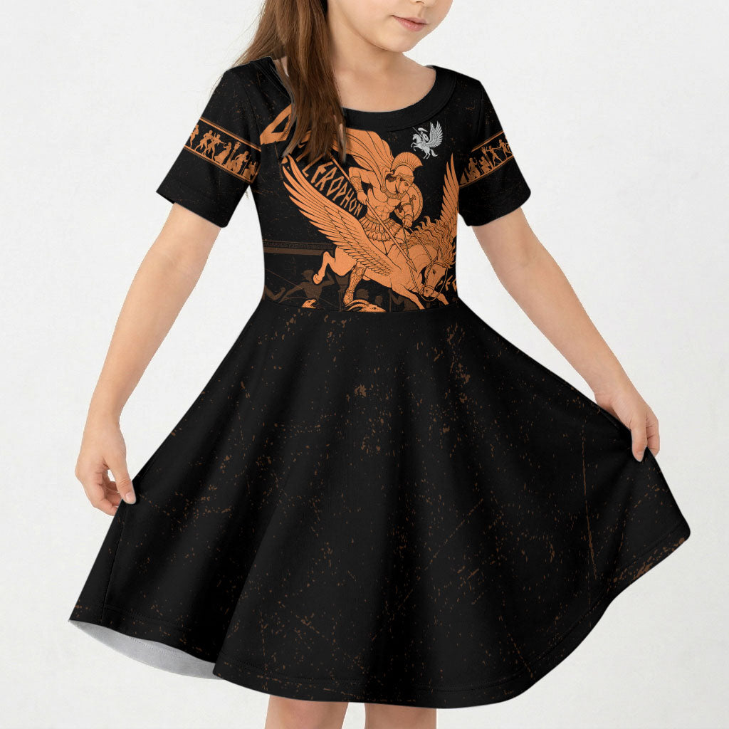 Bellerophon Vs Chimera Greek Mythology Kid Short Sleeve Dress Ancient Greek Heroic