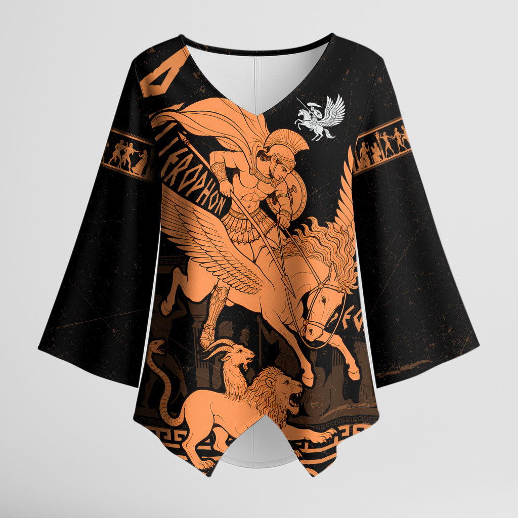 Bellerophon Vs Chimera Greek Mythology Kimono Sleeve Blouse Ancient Greek Heroic
