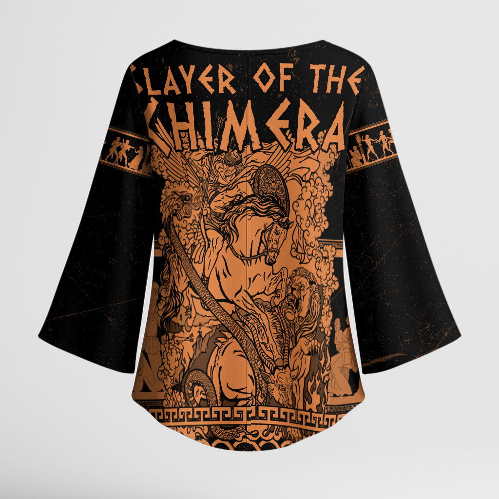 Bellerophon Vs Chimera Greek Mythology Kimono Sleeve Blouse Ancient Greek Heroic