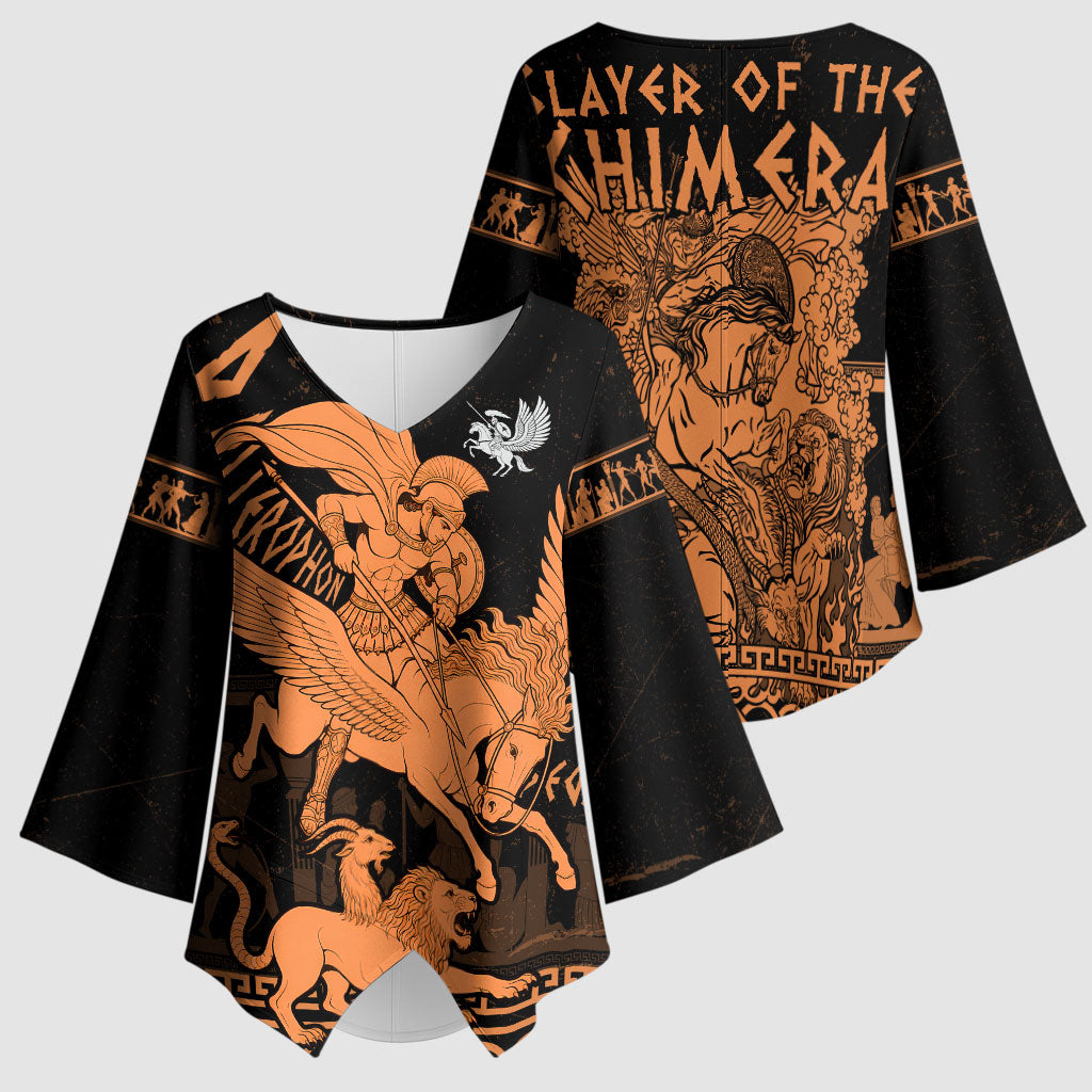 Bellerophon Vs Chimera Greek Mythology Kimono Sleeve Blouse Ancient Greek Heroic