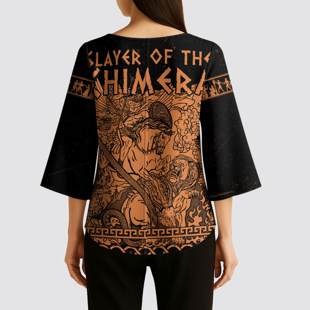 Bellerophon Vs Chimera Greek Mythology Kimono Sleeve Blouse Ancient Greek Heroic