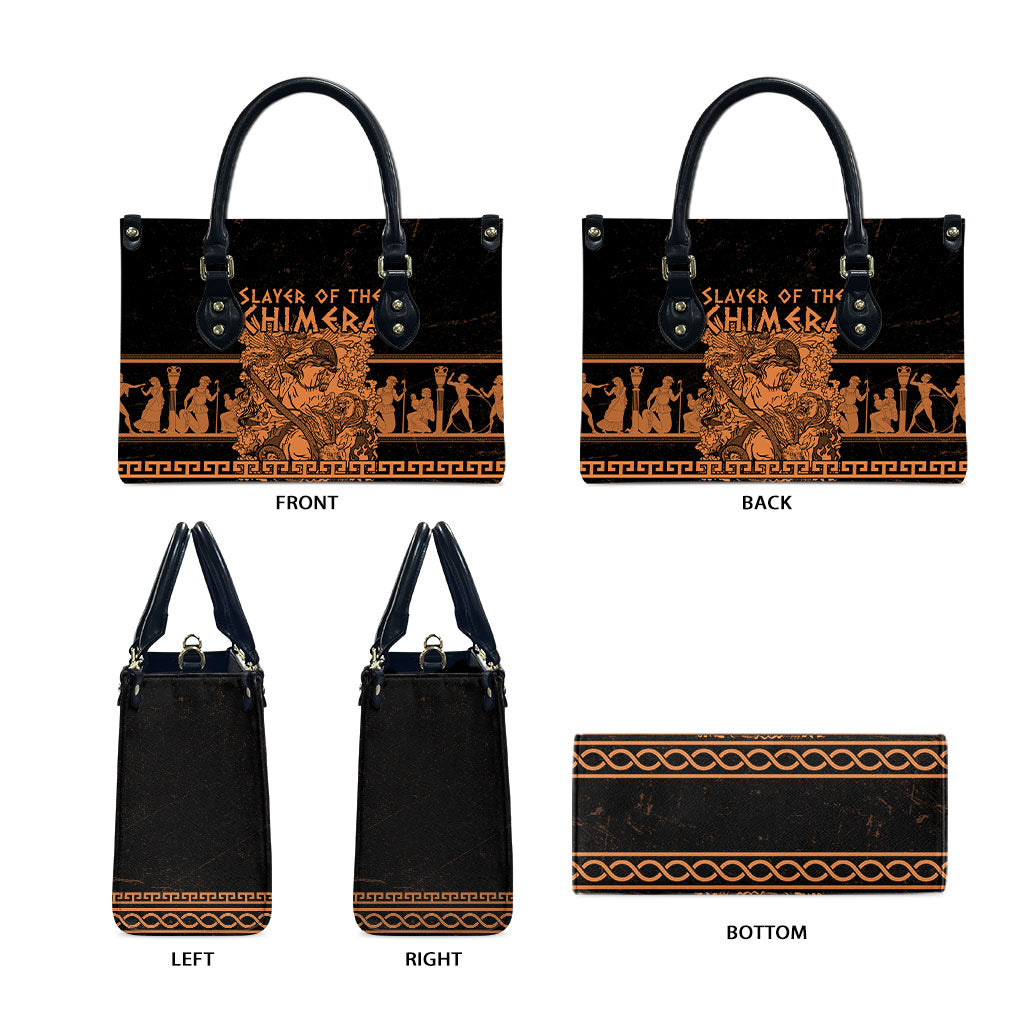 Bellerophon Vs Chimera Greek Mythology Leather Bag Ancient Greek Heroic