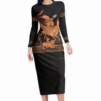 Bellerophon Vs Chimera Greek Mythology Long Sleeve Bodycon Dress Ancient Greek Heroic