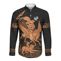 Bellerophon Vs Chimera Greek Mythology Long Sleeve Button Shirt Ancient Greek Heroic