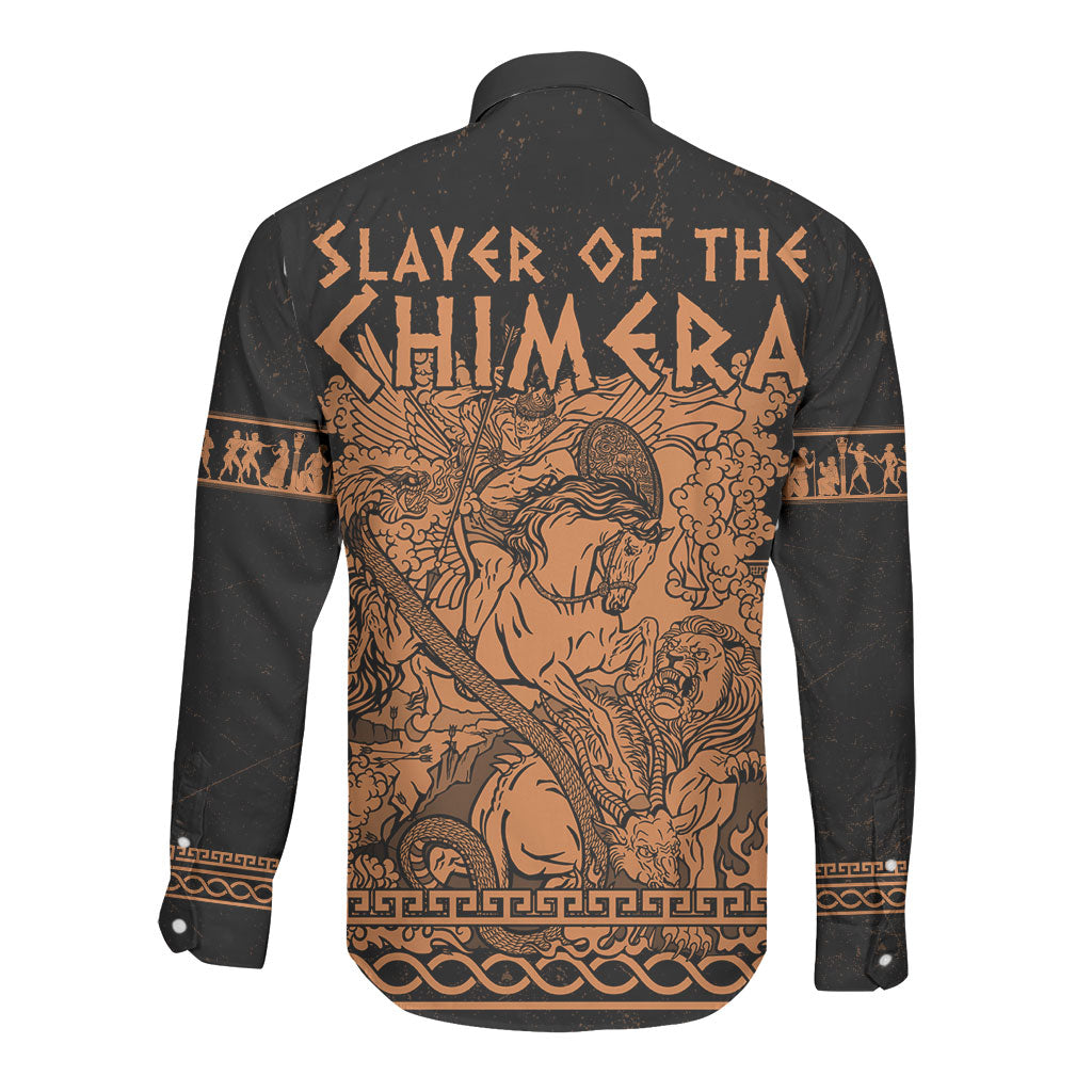 Bellerophon Vs Chimera Greek Mythology Long Sleeve Button Shirt Ancient Greek Heroic