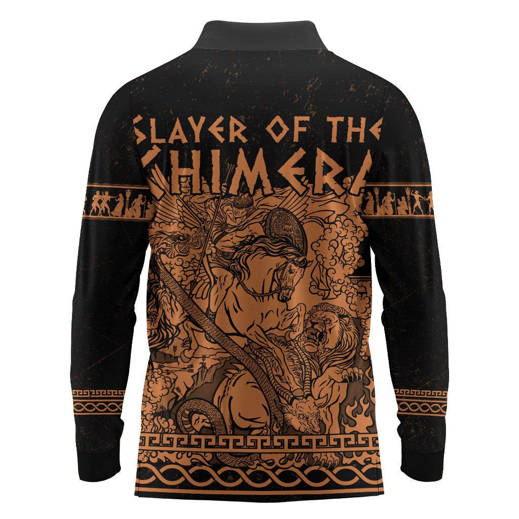 Bellerophon Vs Chimera Greek Mythology Long Sleeve Polo Shirt Ancient Greek Heroic