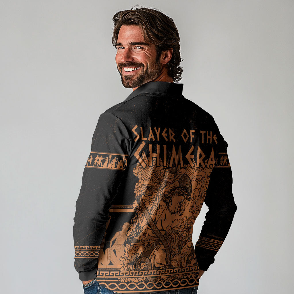 Bellerophon Vs Chimera Greek Mythology Long Sleeve Polo Shirt Ancient Greek Heroic