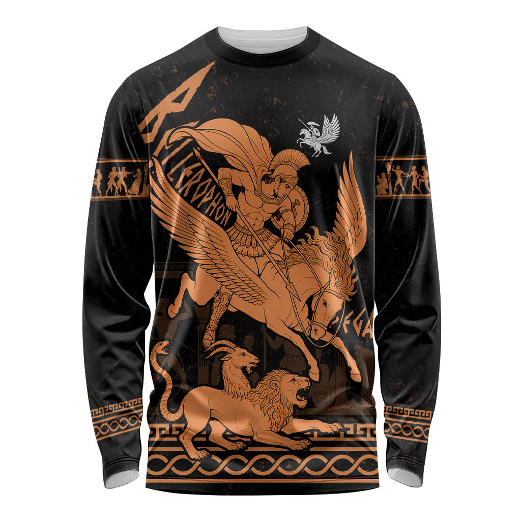 Bellerophon Vs Chimera Greek Mythology Long Sleeve Shirt Ancient Greek Heroic