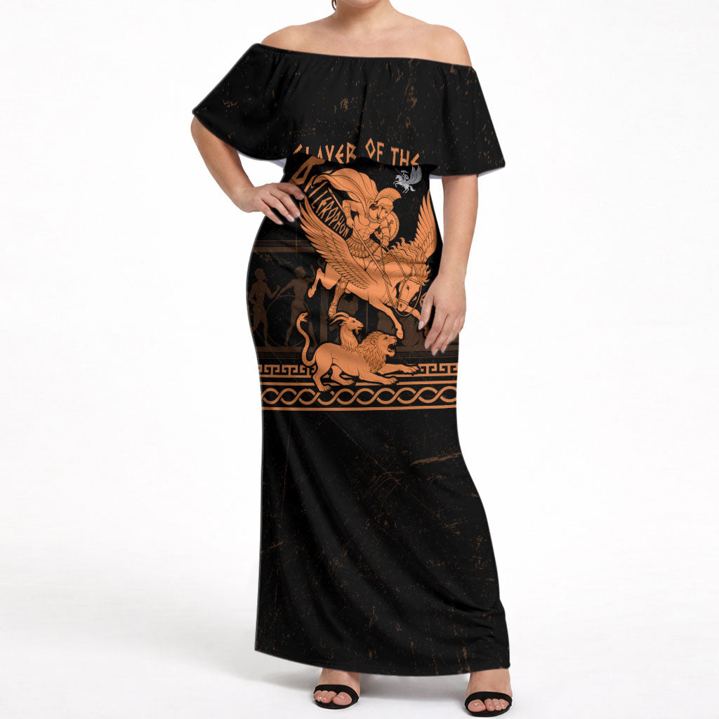 Bellerophon Vs Chimera Greek Mythology Off Shoulder Maxi Dress Ancient Greek Heroic