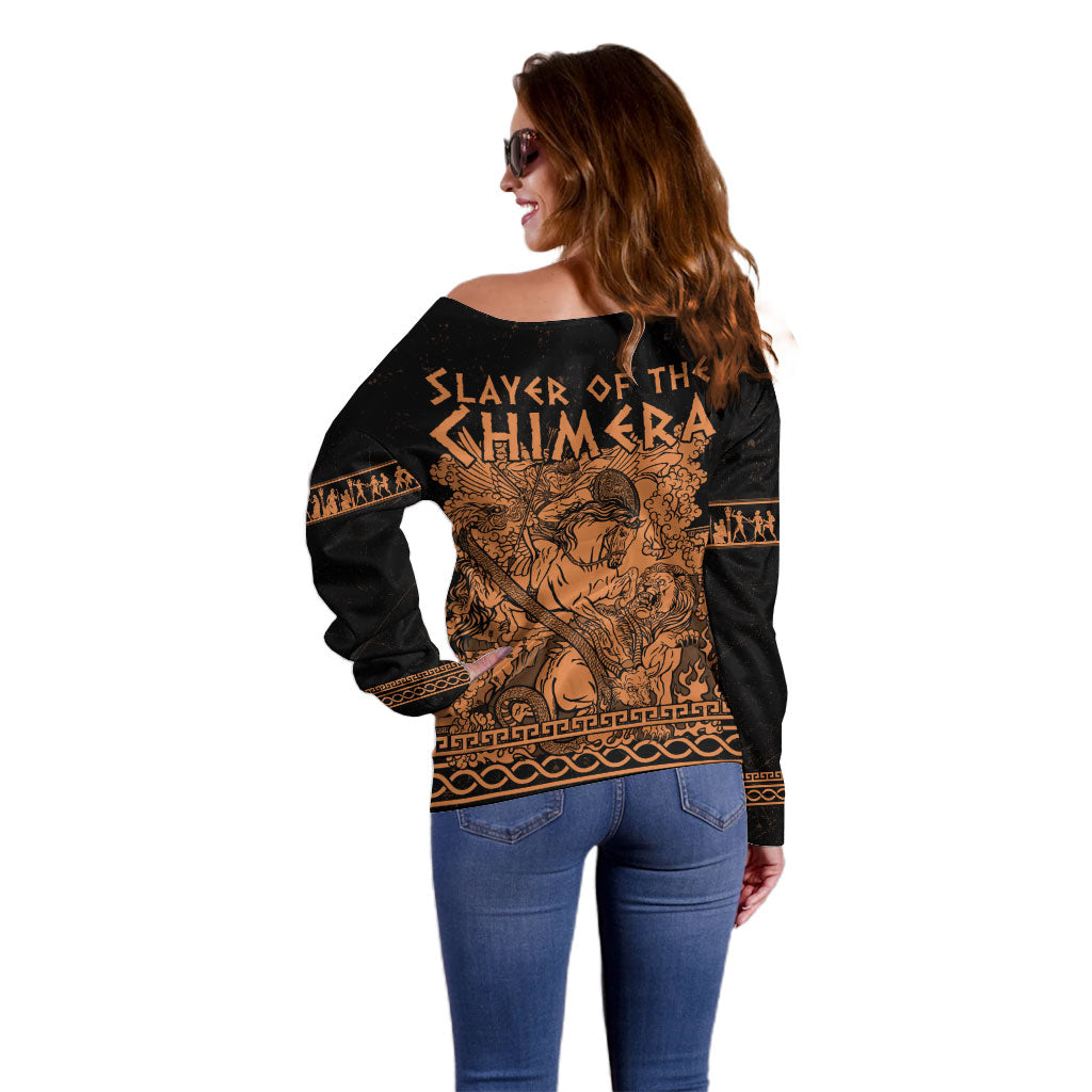 Bellerophon Vs Chimera Greek Mythology Off Shoulder Sweater Ancient Greek Heroic