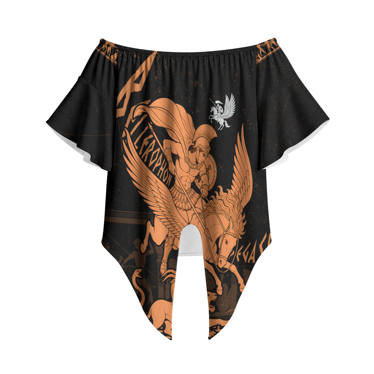 Bellerophon Vs Chimera Greek Mythology Off Shoulder Wrap Waist Top Ancient Greek Heroic